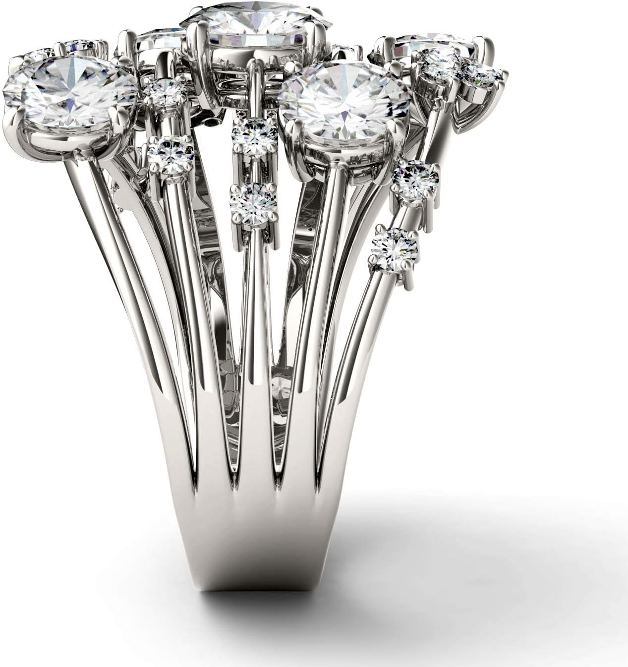 Charles & Colvard 14K White Gold Moissanite Fashion Galaxy Ring, 3.15cttw DEW