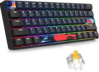 surmen GT61 60% Mechanical Gaming Keyboard 60 Percent RGB Hot-Swappable Wireless Compact Mini Keyboard Bluetooth 5.0 Keyboard Programmable/N-Key Rollover (Gateron Yellow, Blue Samurai 61)