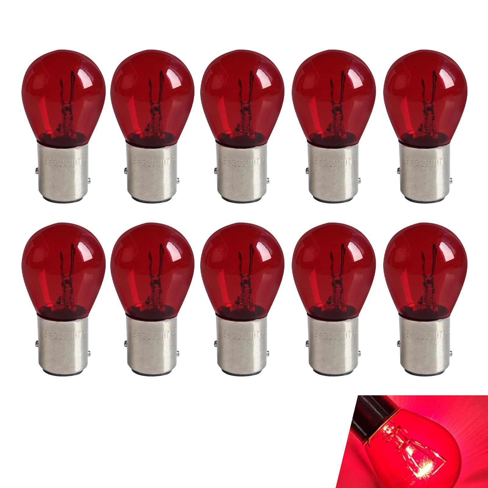 10 PCS Brake Light Bulbs, 1157 P21/5W S25 12V21/5 BAY15D Dual Tail High and Low Brake Light Bulbs, Marking Taillights Driving Parking Lights, for Most Cars SUVs and Trucks (Red)