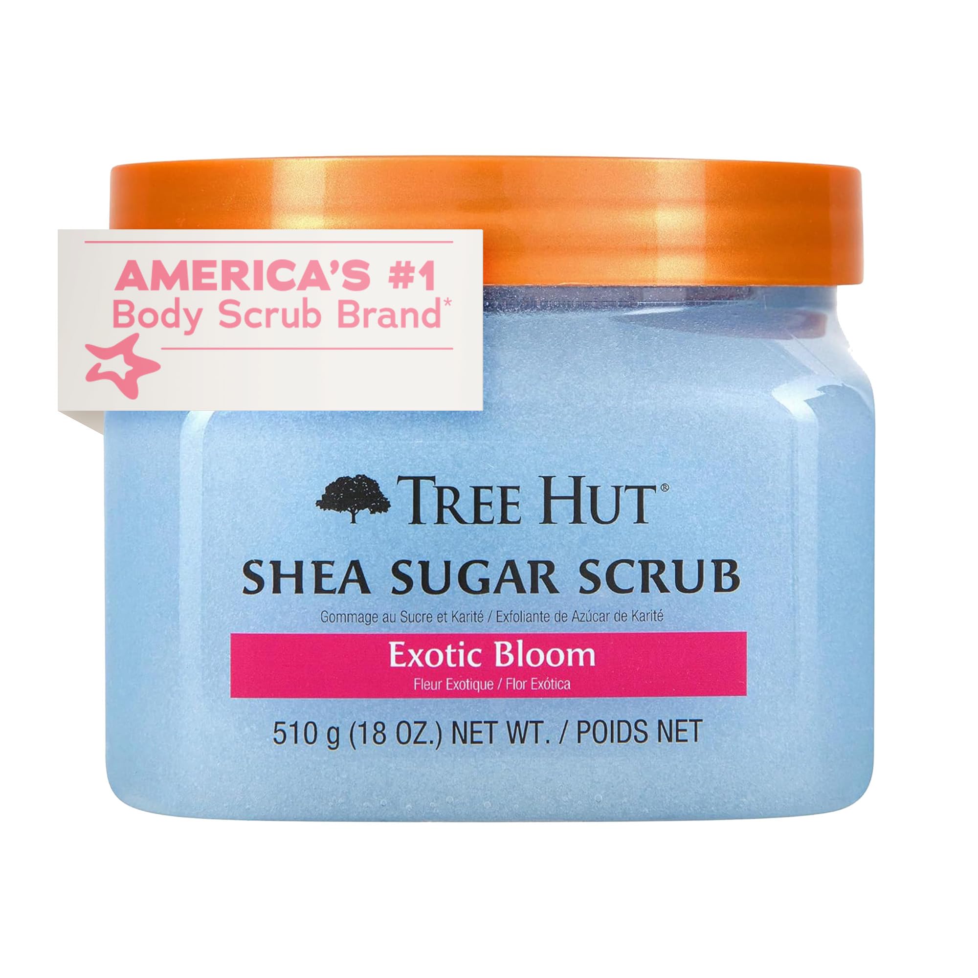 Tree Hut Shea Sugar Scrub Exotic Bloom, 18oz, Ultra Hydrating and Exfoliating Scrub for Nourishing Essential Body Care