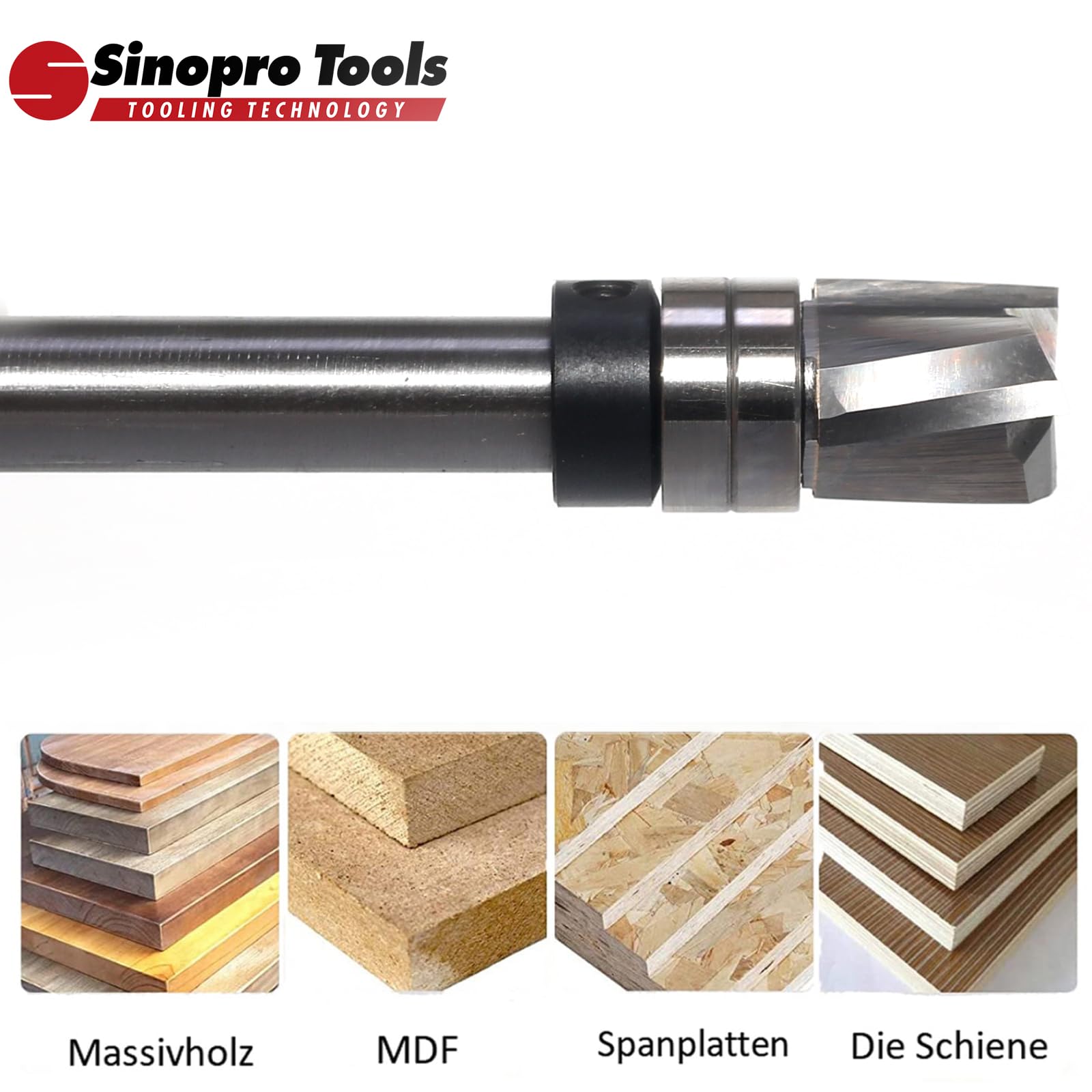 Fresa elicoidale da 8 mm, codolo VHM, 3 flauti Downcut, diametro di taglio 12 mm, lunghezza di taglio 12,7 mm, fresa a filo per bordi del legno, a filo per fresatura o per copiare