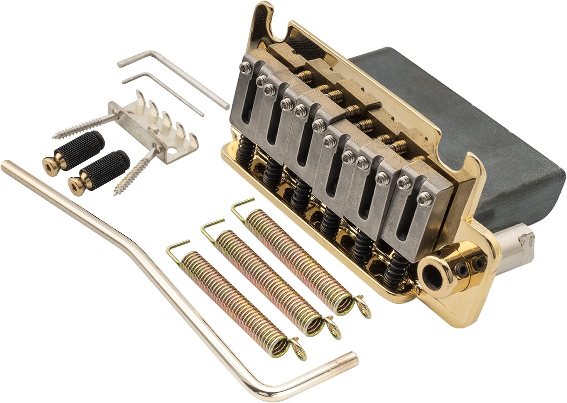 Musiclily Pro 52.5mm 2-Point Guitar Tremolo Bridge with Steel Saddles Steel Block for American Strat Electric Guitar, Gold