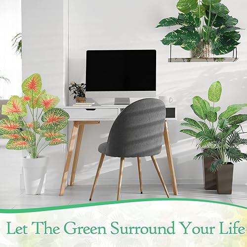 Miniatura 2 de Yunlly 6 piezas de plantas tropicales artificiales de 32 pulgadas, hojas de palmera falsas, plátano, Monstera, hojas de tortuga, palmera perenne,