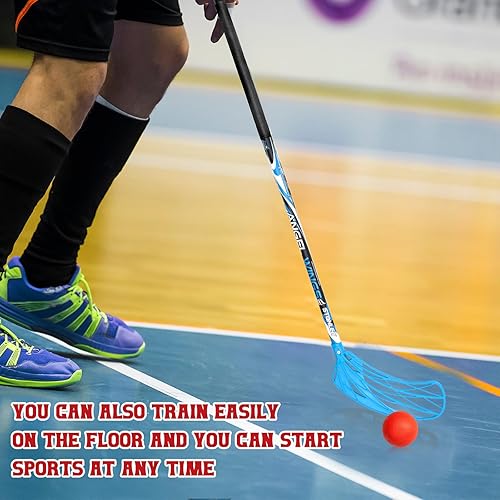 Miniatura 6 de Juego de 12 piezas de 6 bolas de floorball elemental de 37.4 pulgadas y pelota de floorball para niños y adolescentes, pelota de floorball para