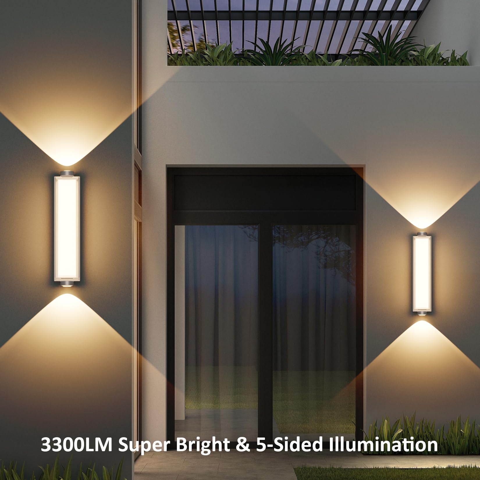 36W Außenwandleuchte LED Außenlampe, Anthrazit, Warmweiß 3000K