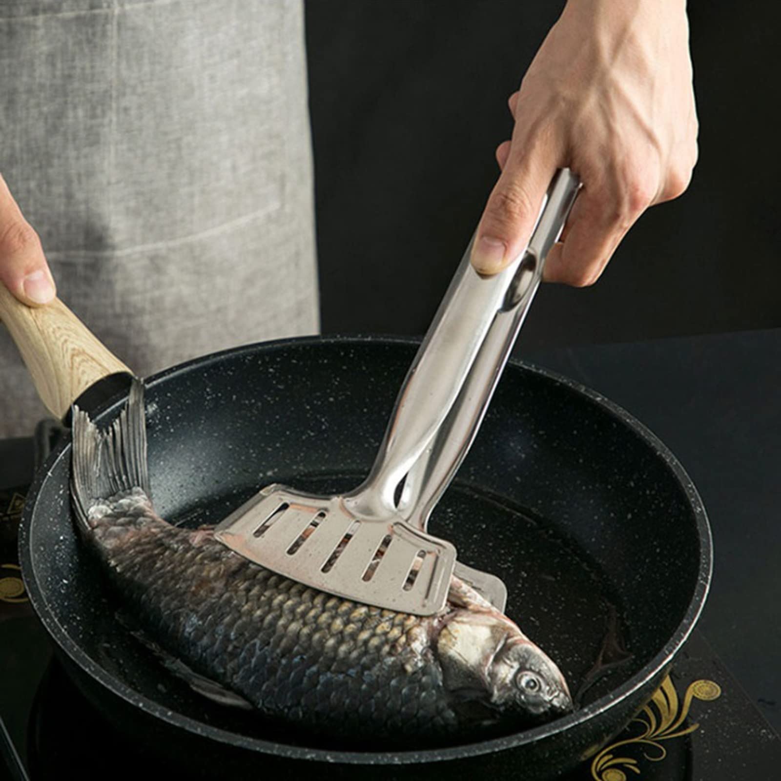 Pinces de Cuisine Pince à Poisson Anti-brûlure en Acier Inoxydable Pince à Nourriture ménagère Pince à Steak de Pain