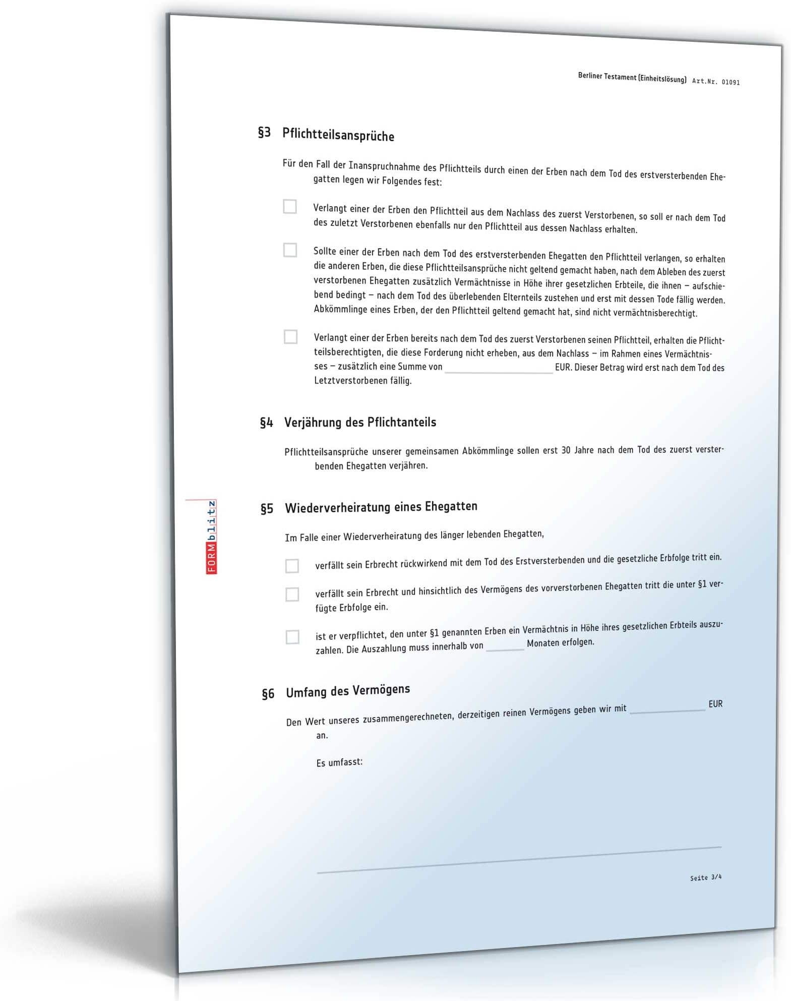Berliner Testament Einheitslosung Doc Ehegattentestament Download Amazon De Software