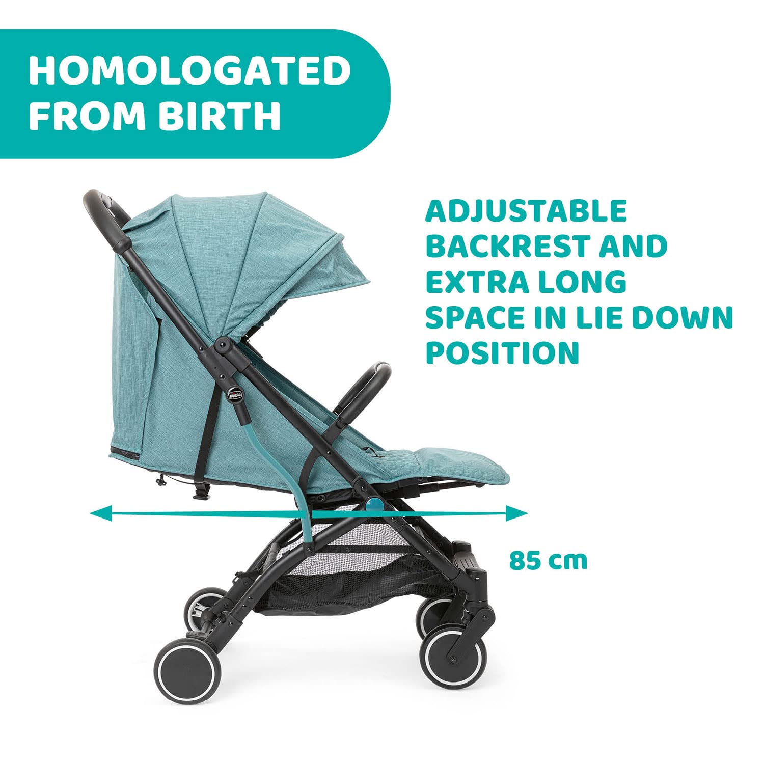 Chicco Trolley Me Passeggino Leggero da 0 Mesi a 15 kg, Passeggino Reclinabile e Pieghevole con Funzione Trolley, Chiusura Compatta, Parapioggia e Cappottina Estendibile, Portata Massima 18 kg