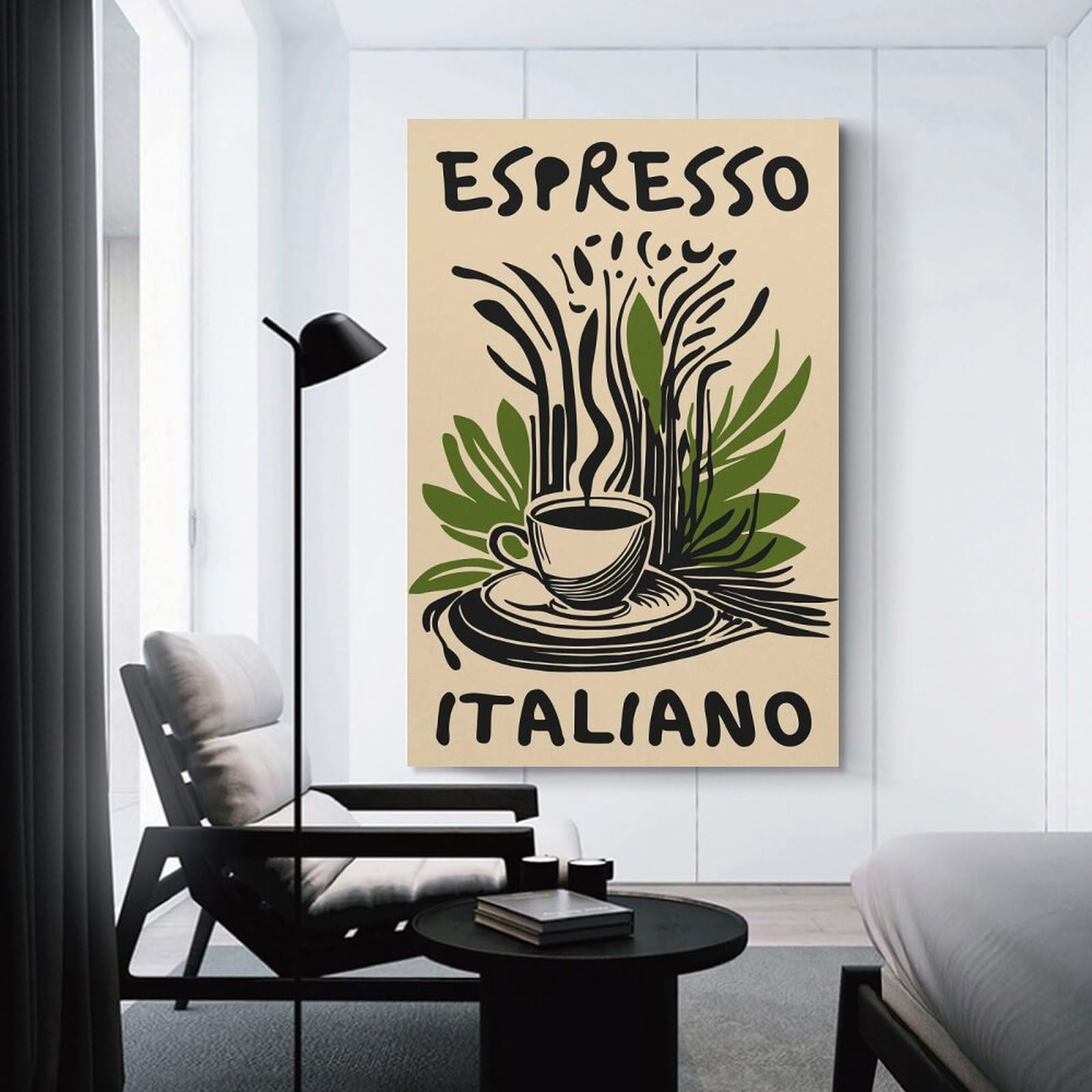 Junmoney Espresso Italiano Coffee Art Decorative Canvas Print 24x36inch(60x90cm), for Gallery Wall Layouts in Home Or Office, Home Wall Art for Statement Displays