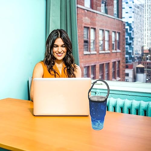 Miniatura 7 de Paquete de 2 bolsas de soporte para vasos para todas las tazas de café aisladas de acero inoxidable de 30 onzas, funda de neopreno con asa de