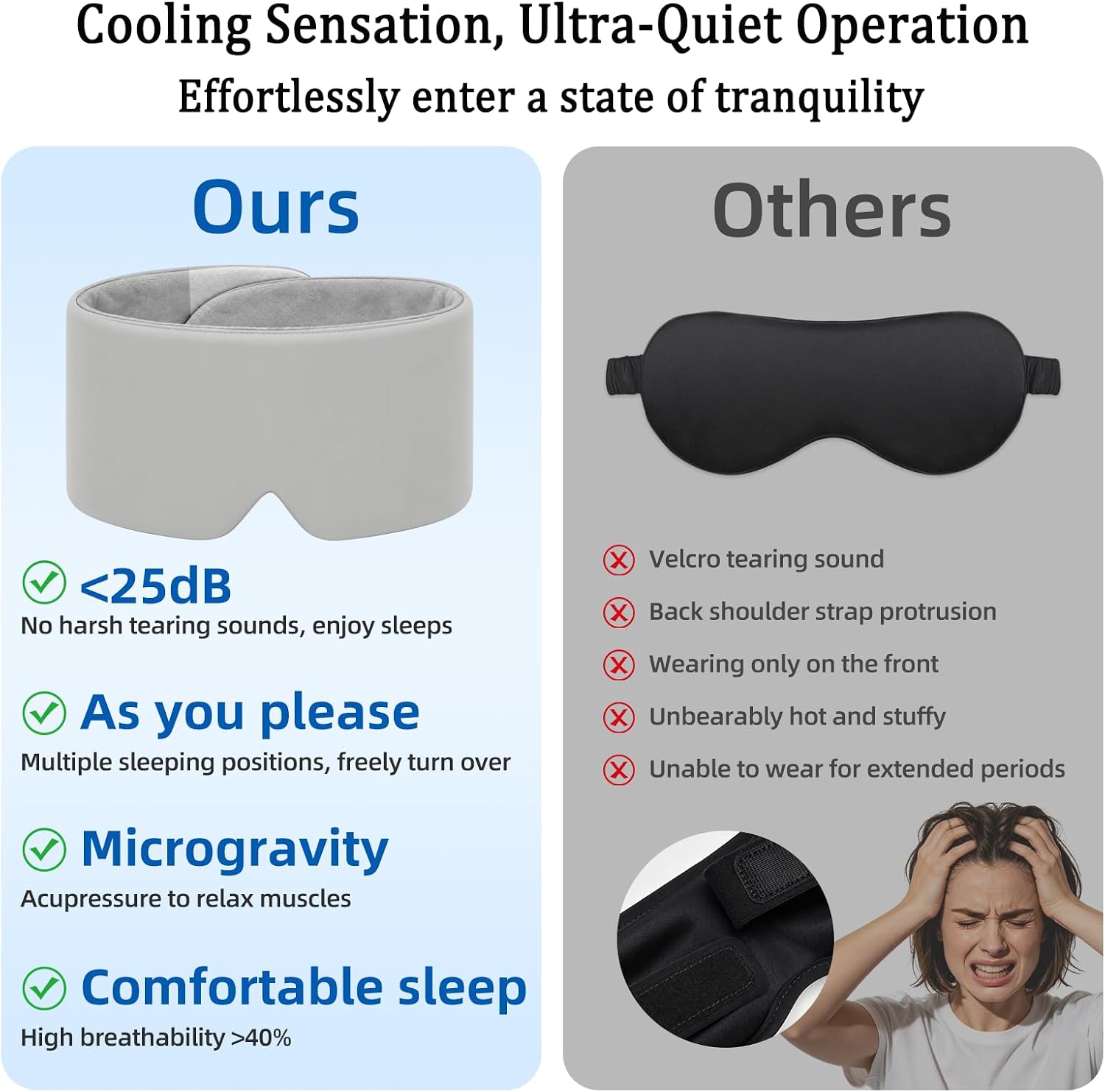 Weighted Eye Mask,Weighted Sleep Mask,100% Light-Blocking Design(Gray)