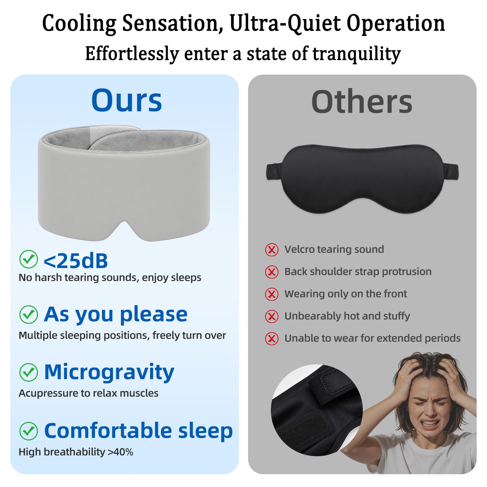 Weighted Eye Mask,Weighted Sleep Mask,100% Light-Blocking Design(Gray) — Amazon image 3