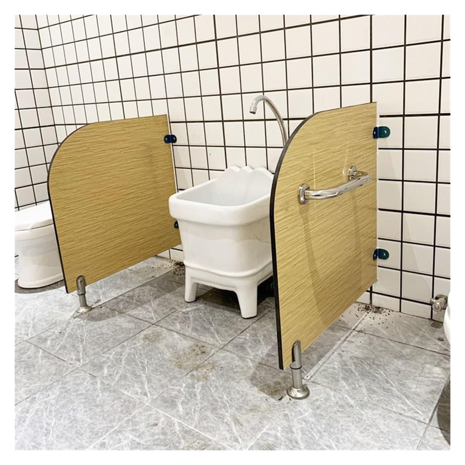 Mampara de baño: Mampara de baño con urinario, Separador de urinario con asa de Acero Inoxidable, mampara para privacidad, fácil de Limpiar (Estilo: 70x60cm)
