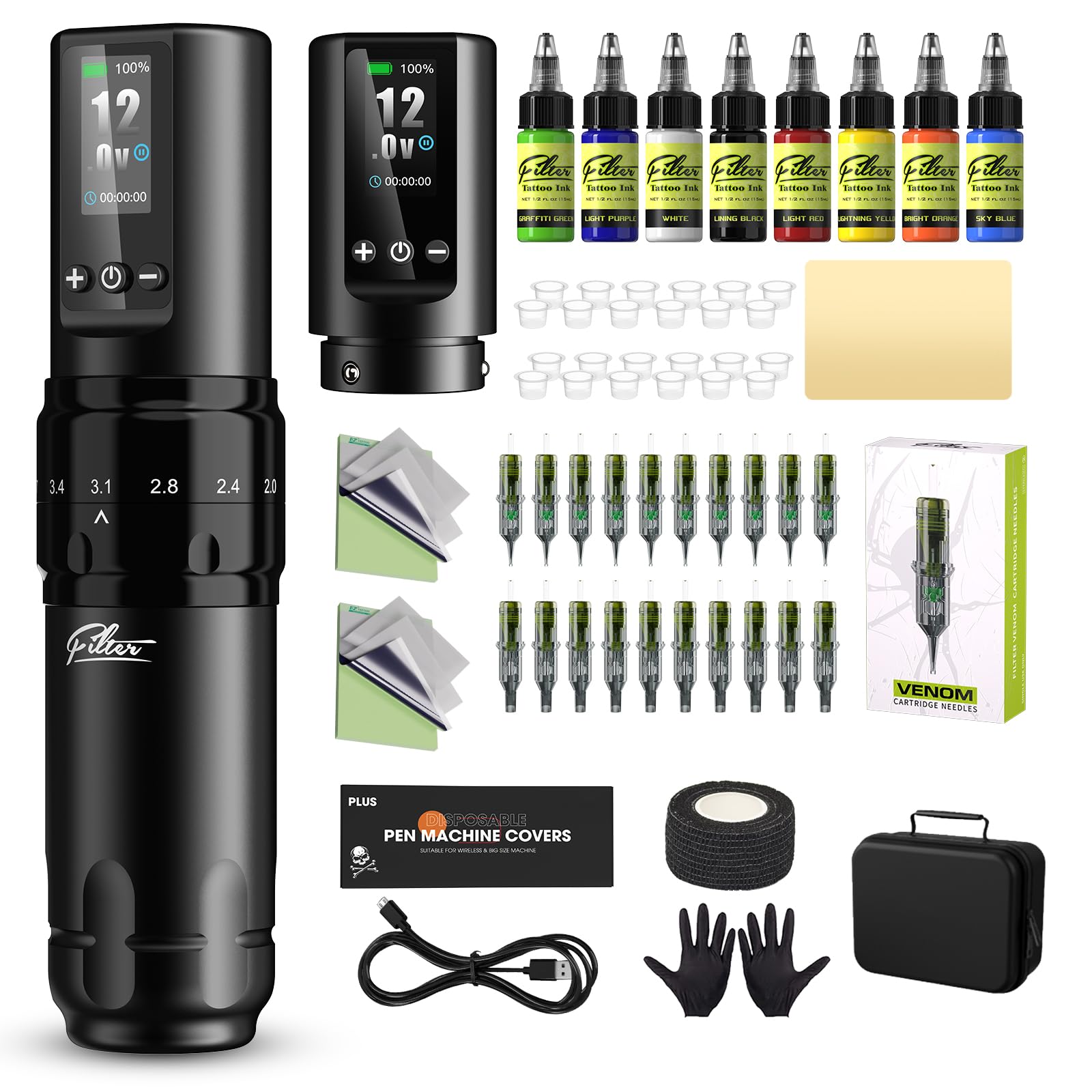 Amazon.com: Filter Tattoo Machine Kit - Tattoo Gun Kit with 7