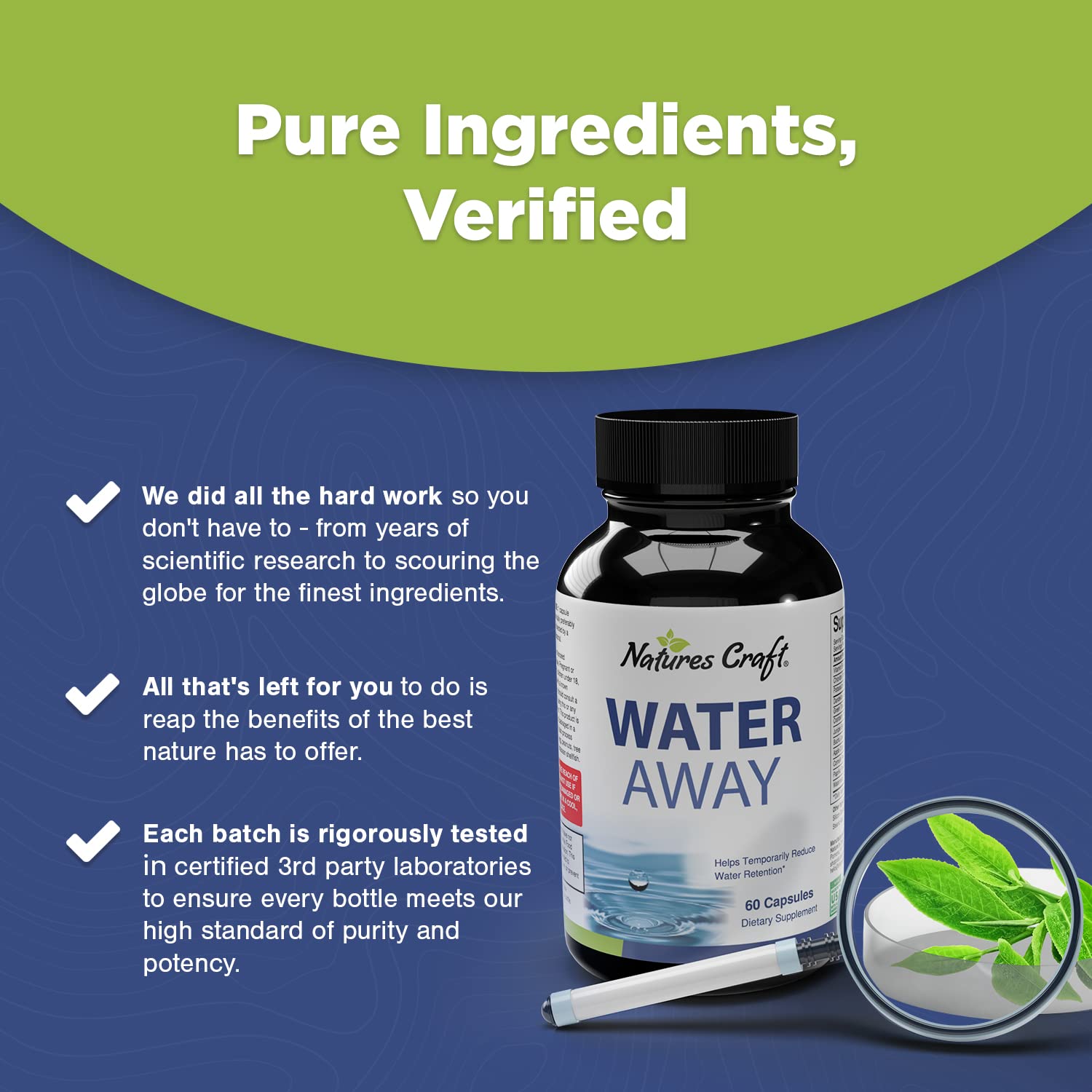 Water Away Diuretic Supplement with Dandelion Leaf ? Bloat Relief Pills