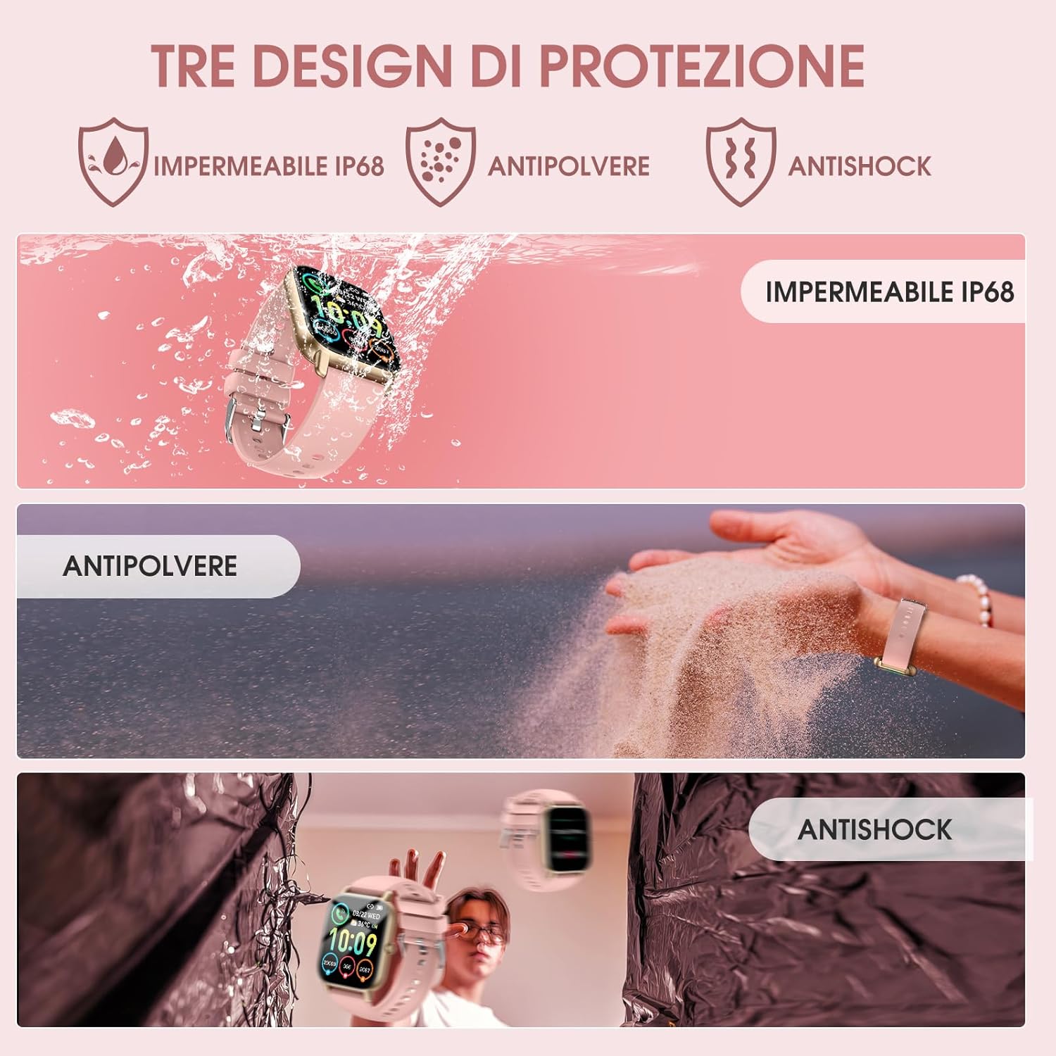 Smartwatch Donna Uomo con Effettua/Risposta Chiamate, 1.85 Orologio Smartwatch con 2 Cinturini, 112 modalità sportive, Smart Watch con monitoraggio del sonno/frequenza cardiaca per IOS/Android, Rosa Smartwatch Donna Uomo con Effettua/Risposta Chiamate, 1.85 Orologio Smartwatch con 2 Cinturini, 112 modalità sportive, Smart Watch con monitoraggio del sonno/frequenza cardiaca per IOS/Android, Rosa