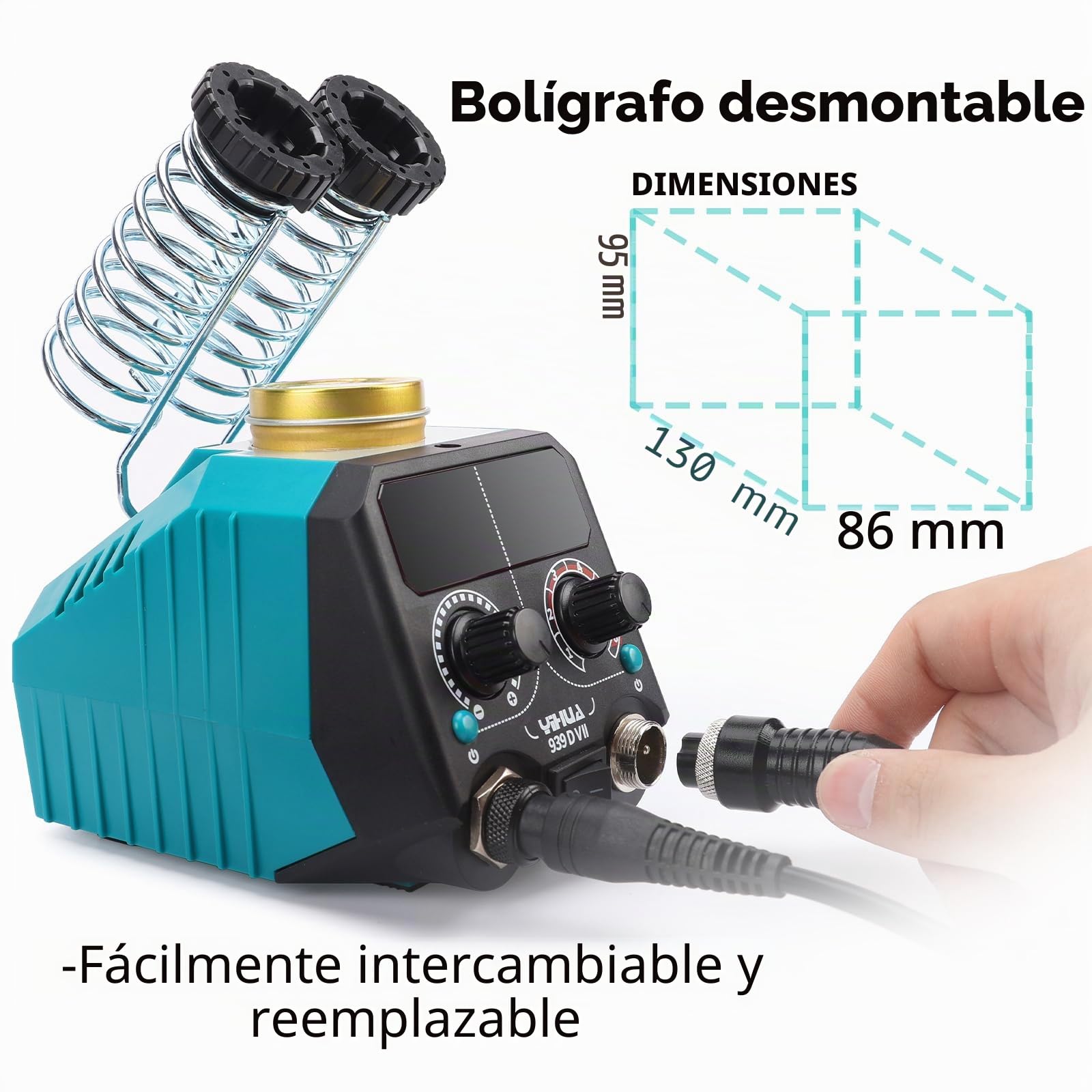 YIHUA 939D-VII pirograbador de madera- Kit de bquemador de madera - Estación 2 en 1 Punto Sólido 200-480°C (con pantalla de temperatura) / Punto de Alambre 250-750°C con 23 Puntas, 25 Puntos Sólidos