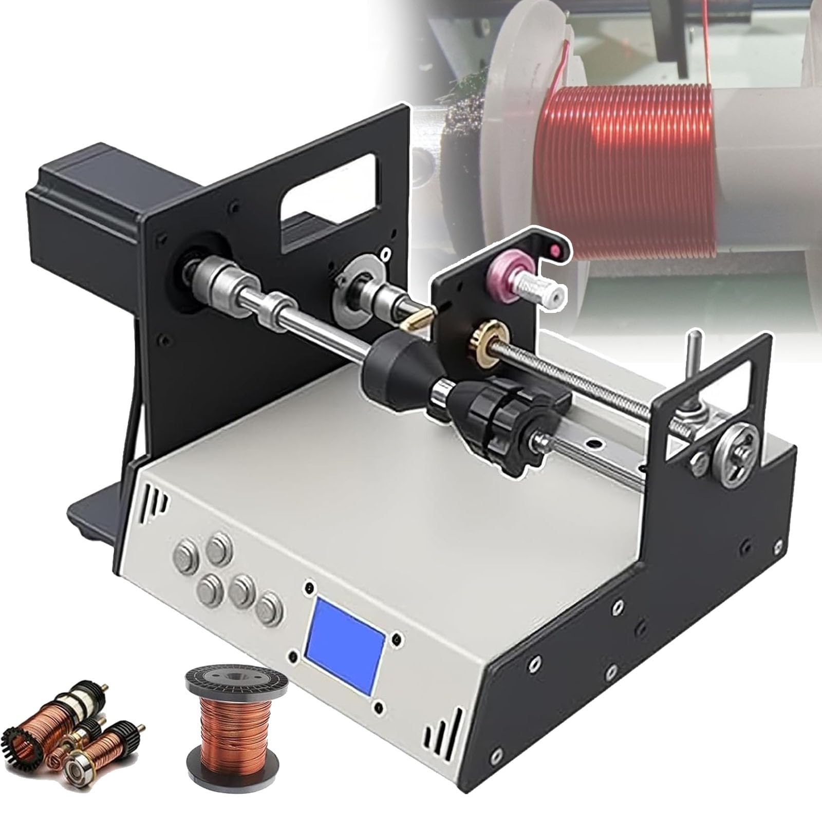 Automatic Coil Winding Machine, CNC Automatic Wire Winder, with 0.01mm Precision,120-900 RPM Adjustable Speed, 2.3nm Torque, for Transformer/Choke/Tube Amp Coils,A