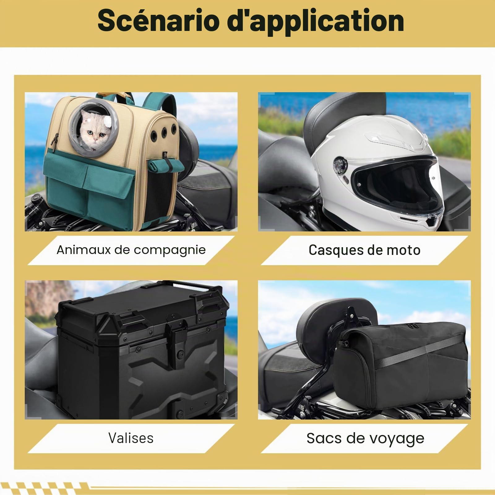 Porte-Bagages Moto, Porte-Bagages Arrière Amovible, Invisible, | Compatible avec Harley Touring à Partir de 2009-2024