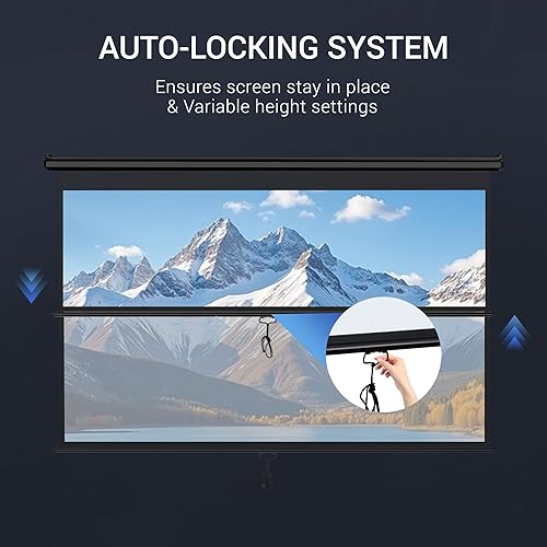 Miniatura 3 de ZENY Pantalla de proyector portátil extraíble, pantalla de proyección de video 4:3 de 72 pulgadas, cine en casa, pantalla de proyector retráctil
