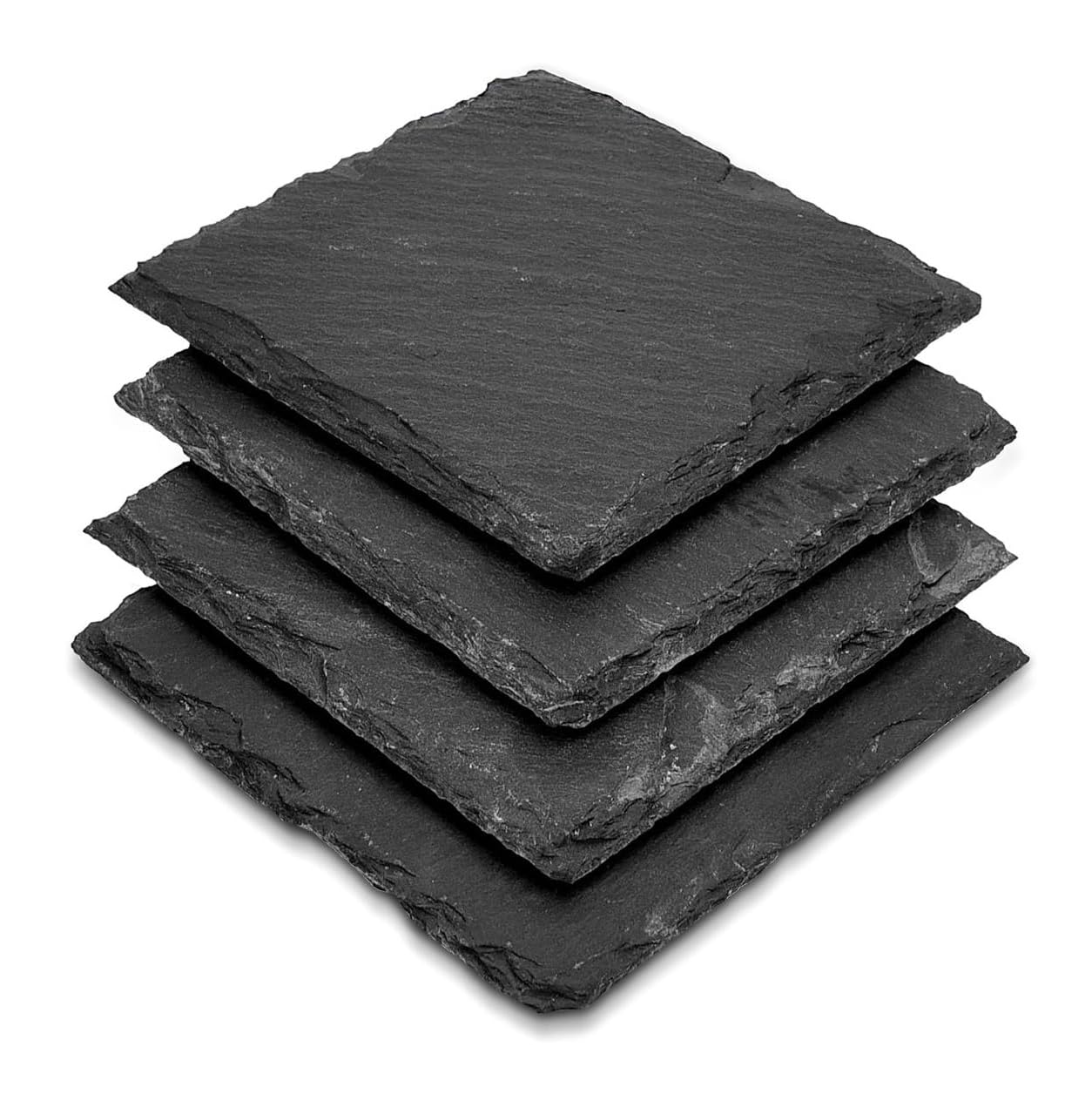 Slate Coasters Set of 4 Square Drink Pads Cups Mugs Table Protector Mats 10x10cm