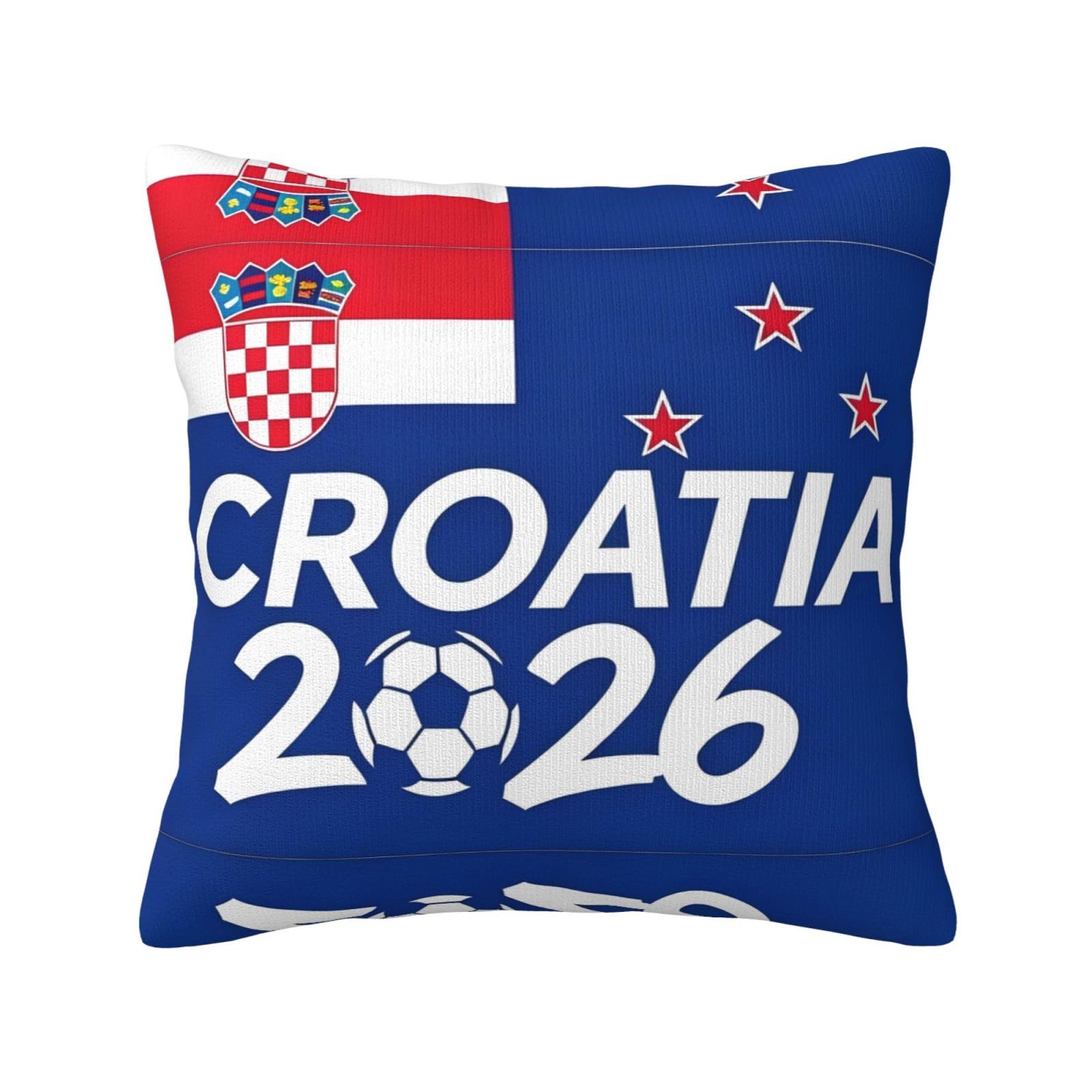 Croatia-Flag Print Decorative Throw Pillow Covers for Sofa, Outdoor and World Cup Celebrations