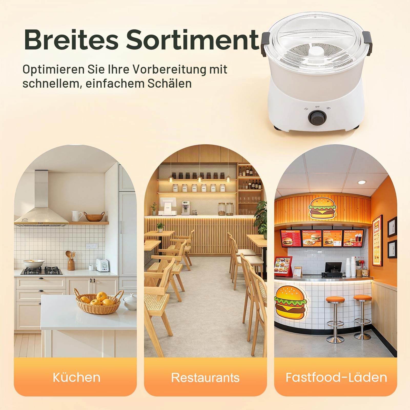 85W Kartoffel Schälmaschine,Elektrischer Kartoffelschäler Kommerzielle Elektrische Kartoffelschäler für Küchen, Restaurants, Fastfood-Läden（ Weiß）