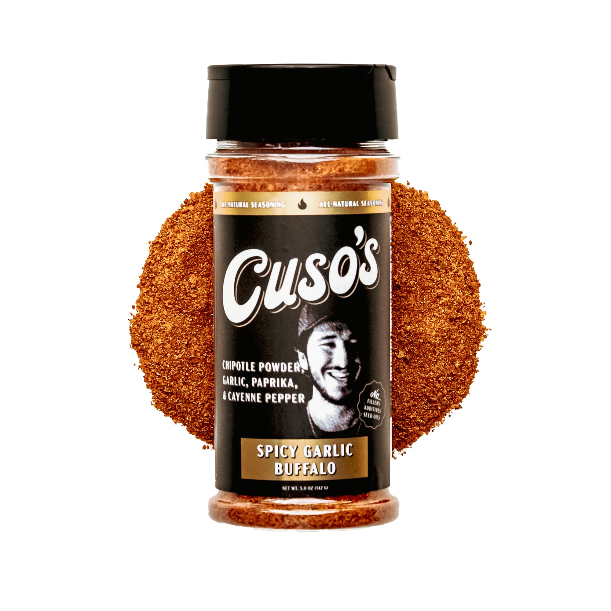 Cuso's Spicy Garlic Buffalo BBQ Rub - Garlic Seasoning - Chicken Wing Seasoning, Spices for Grill, Marinade & Smoking - 1 Count BBQ Rub - 5 oz bottle