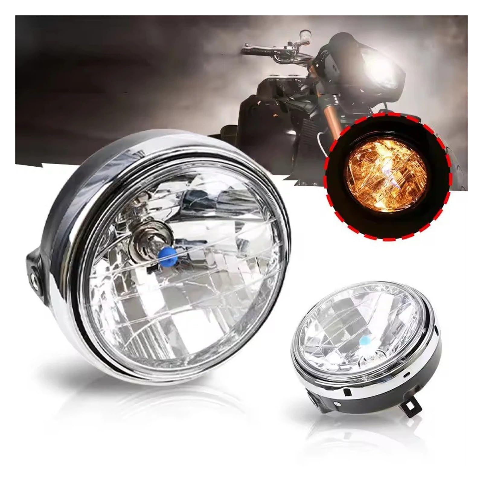 Motociclo Faro Per CB400 CB900 CB1300 Per Hornet 7" Pollici H4 LED Moto Faro Rotondo Faro Per Moto A LED 1 Pezzo(Bianco)