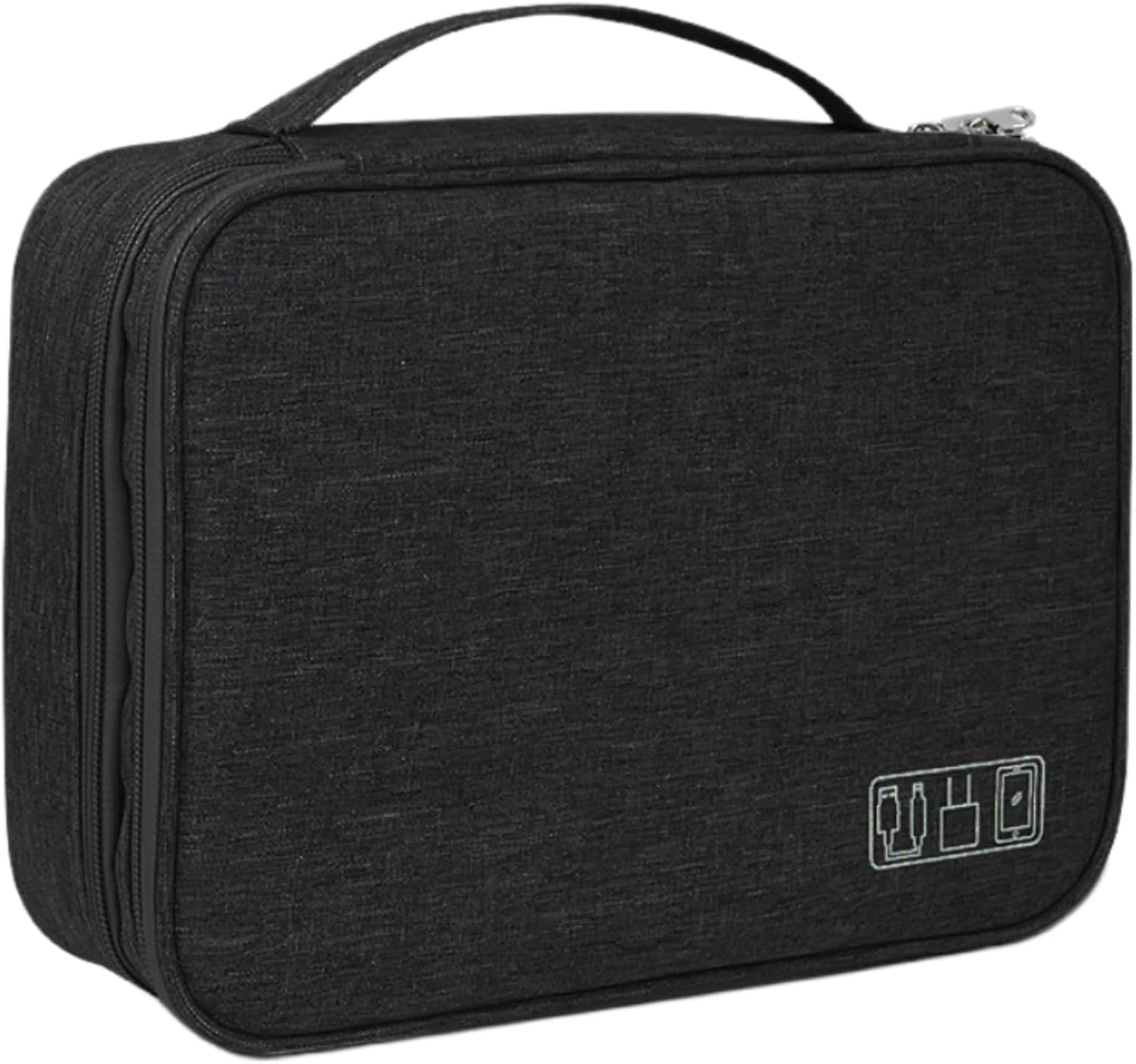 Electronic Bag Travel Cable Accessories Bag Waterproof Double Layer Electronics Organizer Portable Storage Case for Cable, Cord, Charger, Phone, Adapter, Power Bank, Kindle, Hard Drives, Black