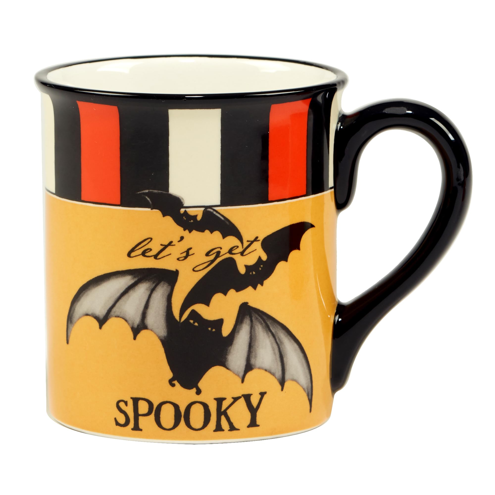 Gruselige Halloween-Tassen, 4er-Set, 530 ml, Keramik-Kaffeetassen mit Halloween-Sprüchen und Charakteren, Kürbis, schwarze Katze, Fledermaus und Spinne, festliches Herbst-Trinkgeschirr für Kakao, Tee
