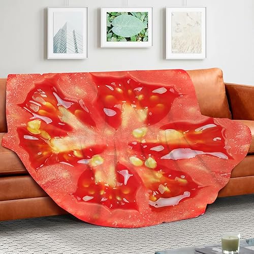 Miniatura 5 de Manta de tomate divertida para adultos y niños, manta de franela suave redonda para la siesta, ideas únicas novedosas, mantas de regalo para sofá,