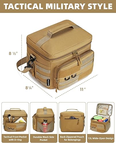 Miniatura 3 de RalChyez Lonchera táctica, bolsa de almuerzo aislada grande de 13 L, con correas Molle, a prueba de fugas, con correa para el hombro, para adultos,