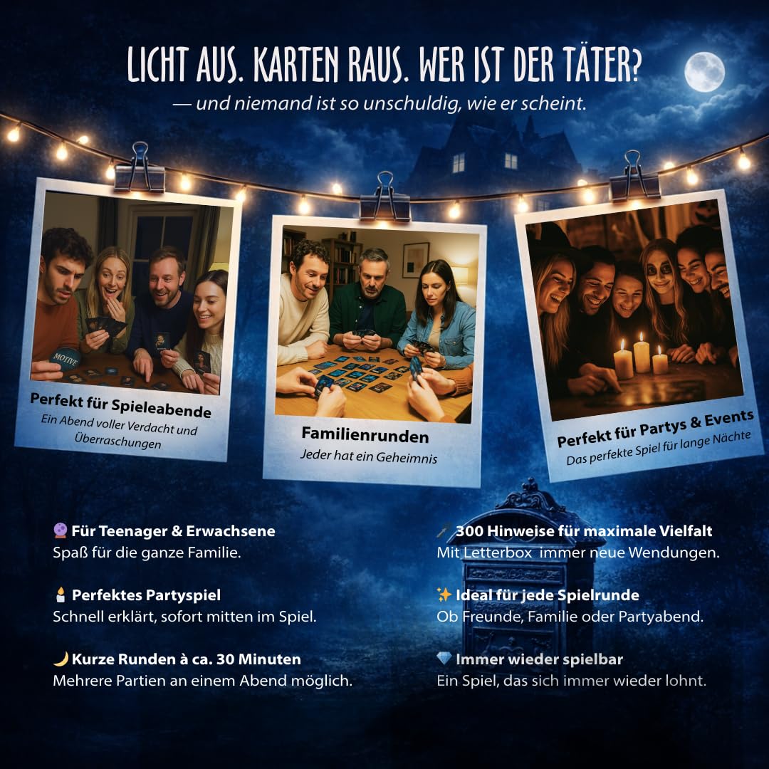 Ghost Letters Bundle – Grundspiel + Letterbox Erweiterung | Murder Mystery Detektivspiel mit 300 Hinweisen | Partyspiel & Krimidinner für 2–12 Spieler