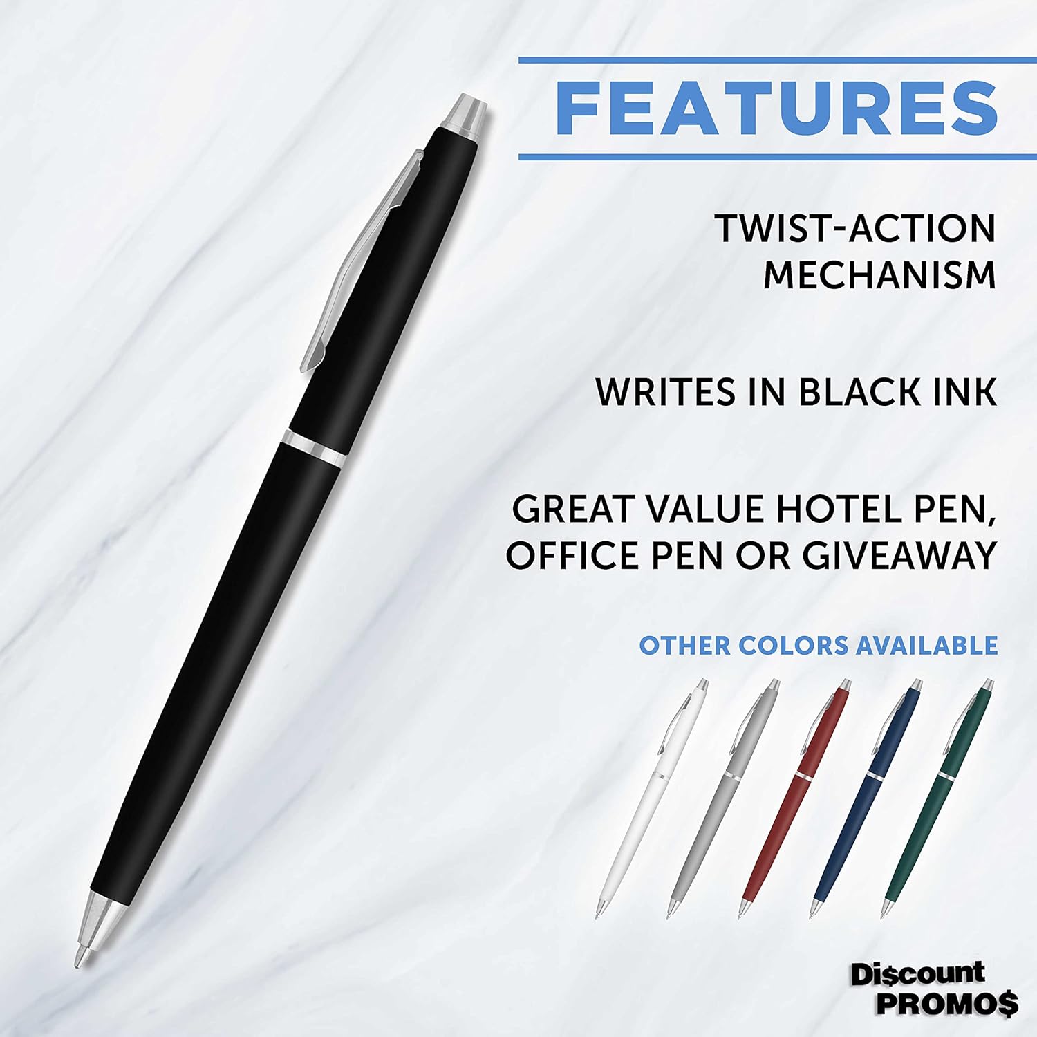 Personalized Langham Ballpoint Pens, Set of 10 by DISCOUNT PROMOS - Black Ink, Great for Office, Business, Tradeshows - Black
