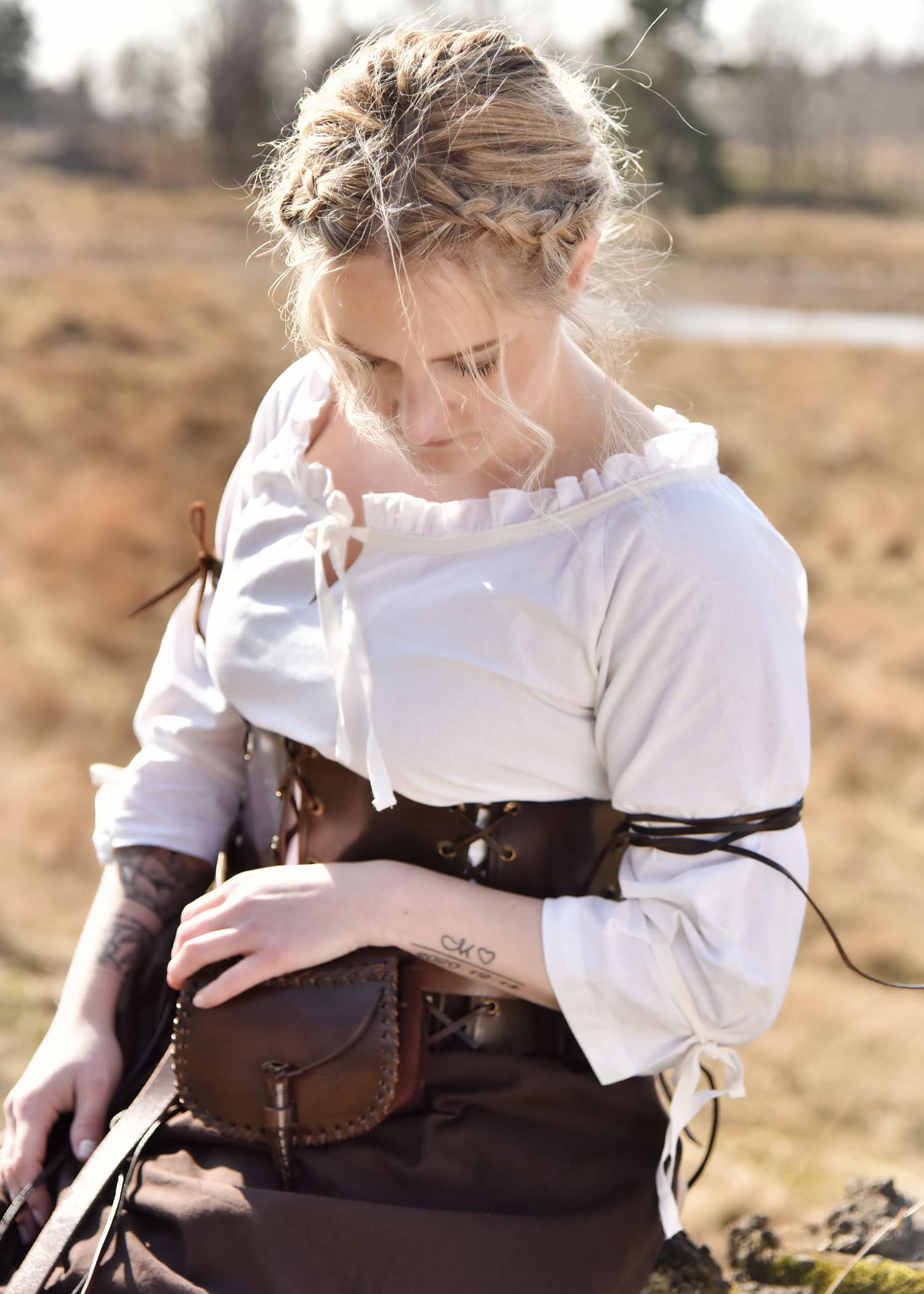 Battle-Merchant | pequeña medieval riñonera de piel marrón | riñonera para hombre y mujer en color marrón | Vikingo Recreación de cuero para el cinturón