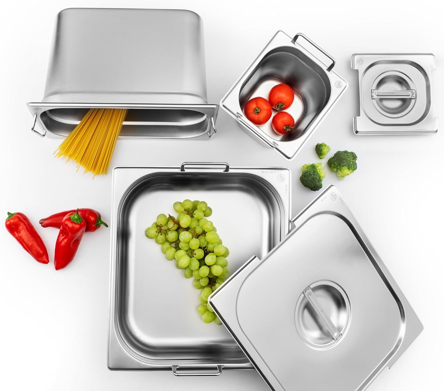 TECHNICA Prestona GN 1/1 65 mm Stainless Steel Gastro Container Stackable Stainless Steel Tub Kitchen Heat Resistant -40 °C to 300 °C Dishwasher Safe