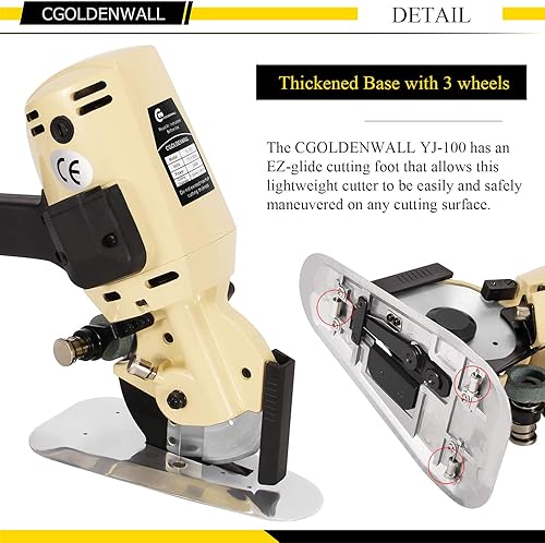 Miniatura 8 de CGOLDENWALL YJ-110 Cortadora de tela eléctrica industrial Cortadora de tela 1.260 in Espesor máximo de corte 4.331 in Tamaño de la hoja Ideal para