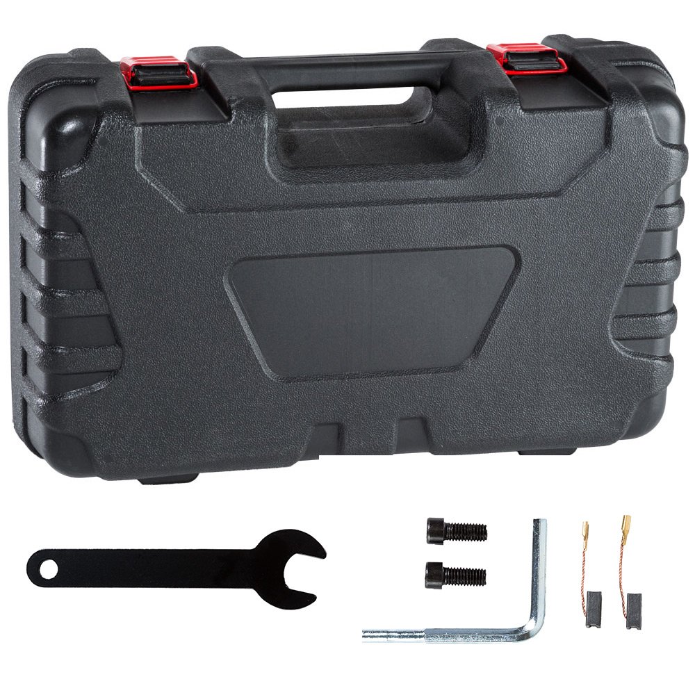 tectake® Pulidora Coche 710 W, 2500-6300 rpm, Mango Curvo y Recto, Disco de Pulido 150 mm, Maletín, Accesorios, Quita Arañazos Coche, Pulimento - Pulidora + Set de 5 piezas