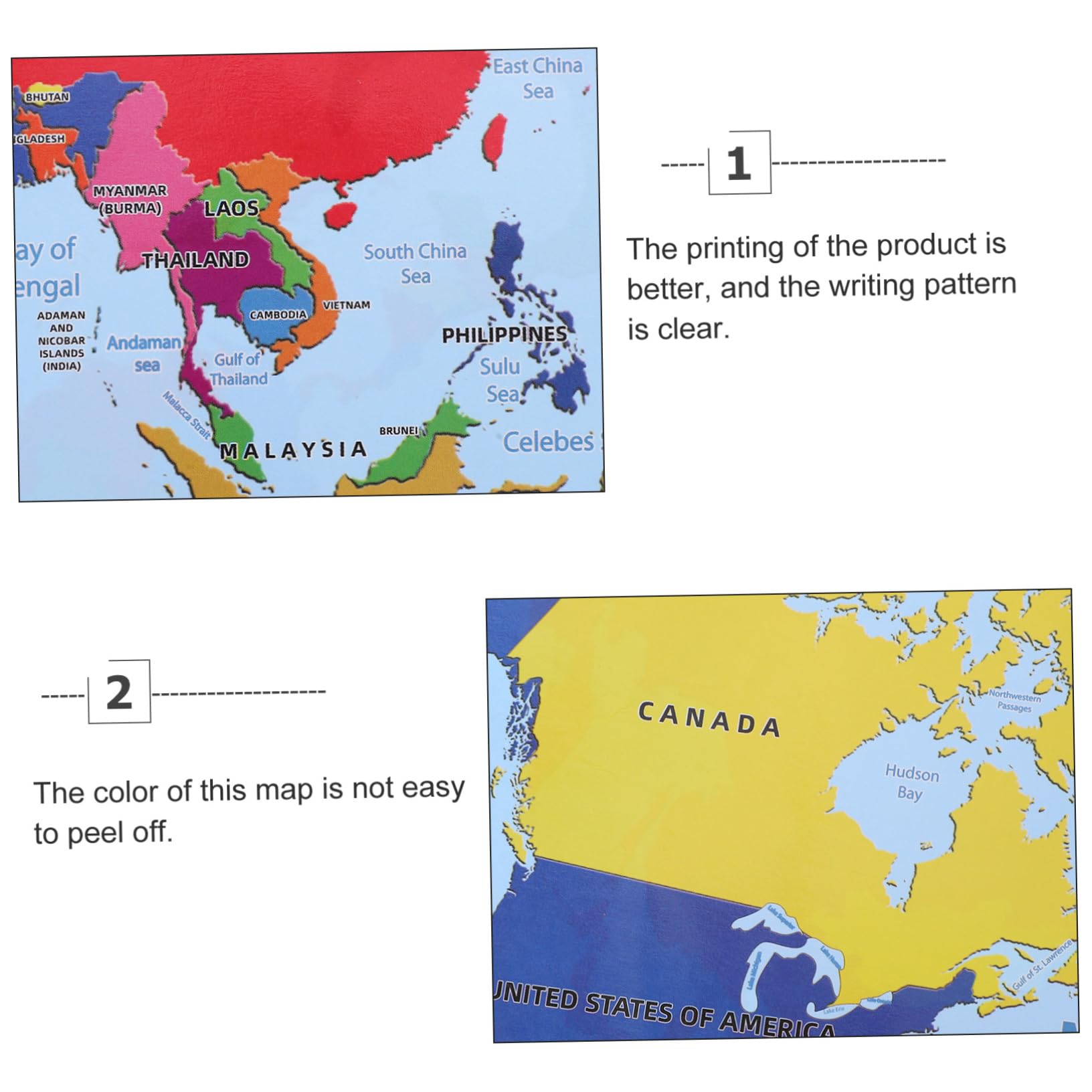 Tofficu 4blätter Weltkarte Poster Für Junge Mädchen Lernposter Zur Geografischen Bildung Leuchtende Farben Vielseitig Einsetzbar Für Vorschule Und Kinderzimmer Zufälliger Stil
