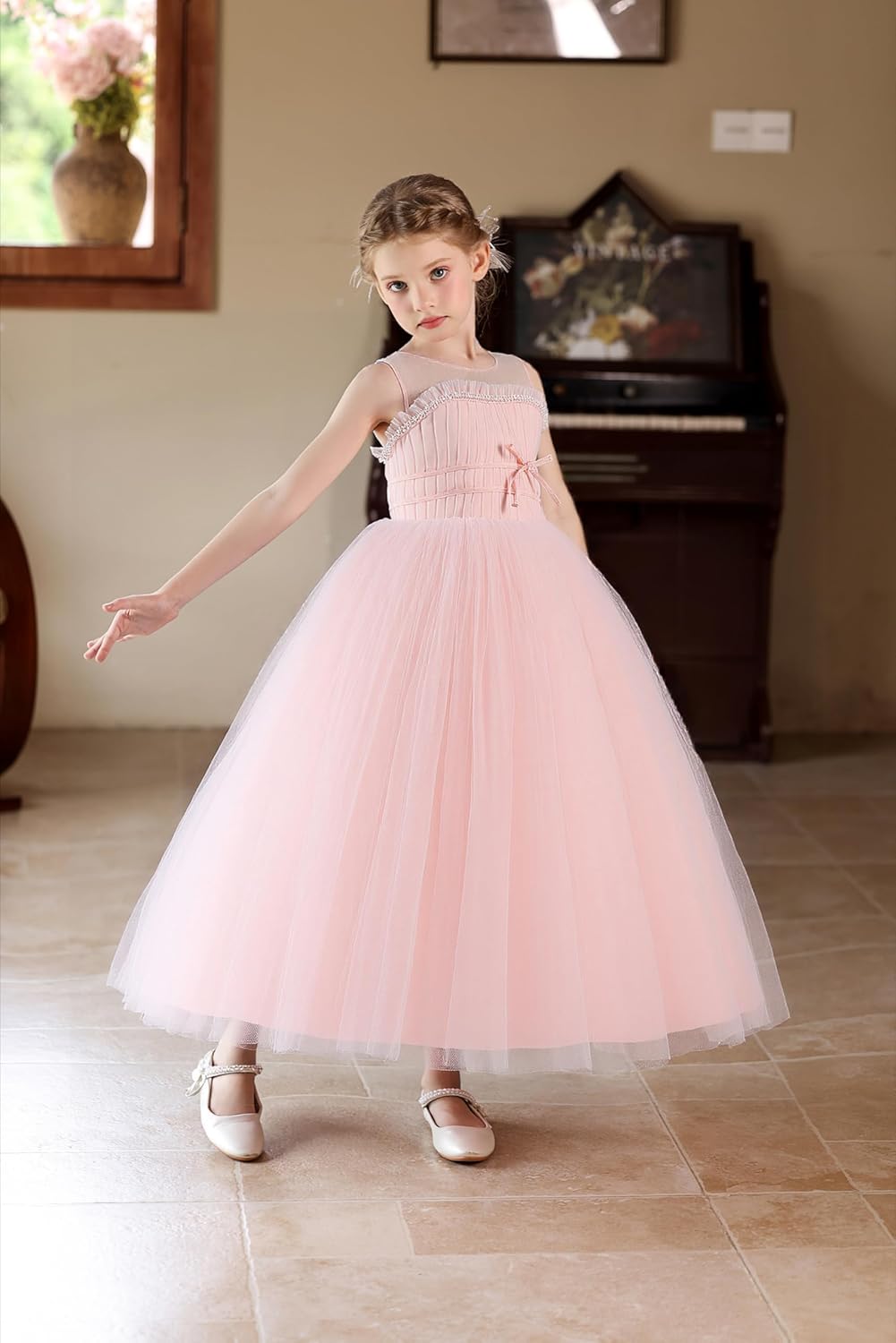Flower Girls Tulle Wedding Dress A Line Long Formal Pageant Princess Birthday Party Ball Gown Bridesmaid Dresses - Image 3