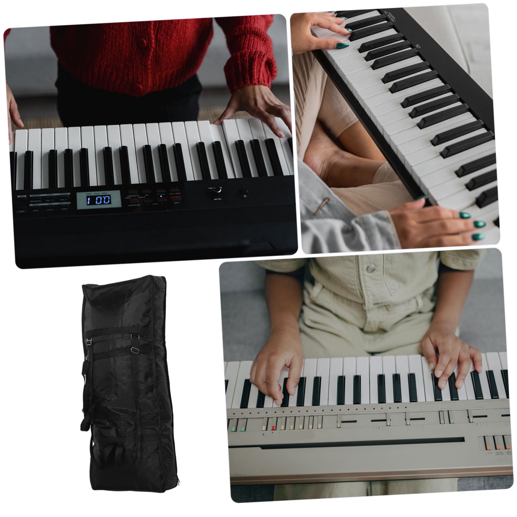 Borsa per Tastiera Elettronica 61 Tasti Spallacci Doppi | Oxford, Imbottitura Ispessita, Capienza Ampia per Spartiti e Accessori