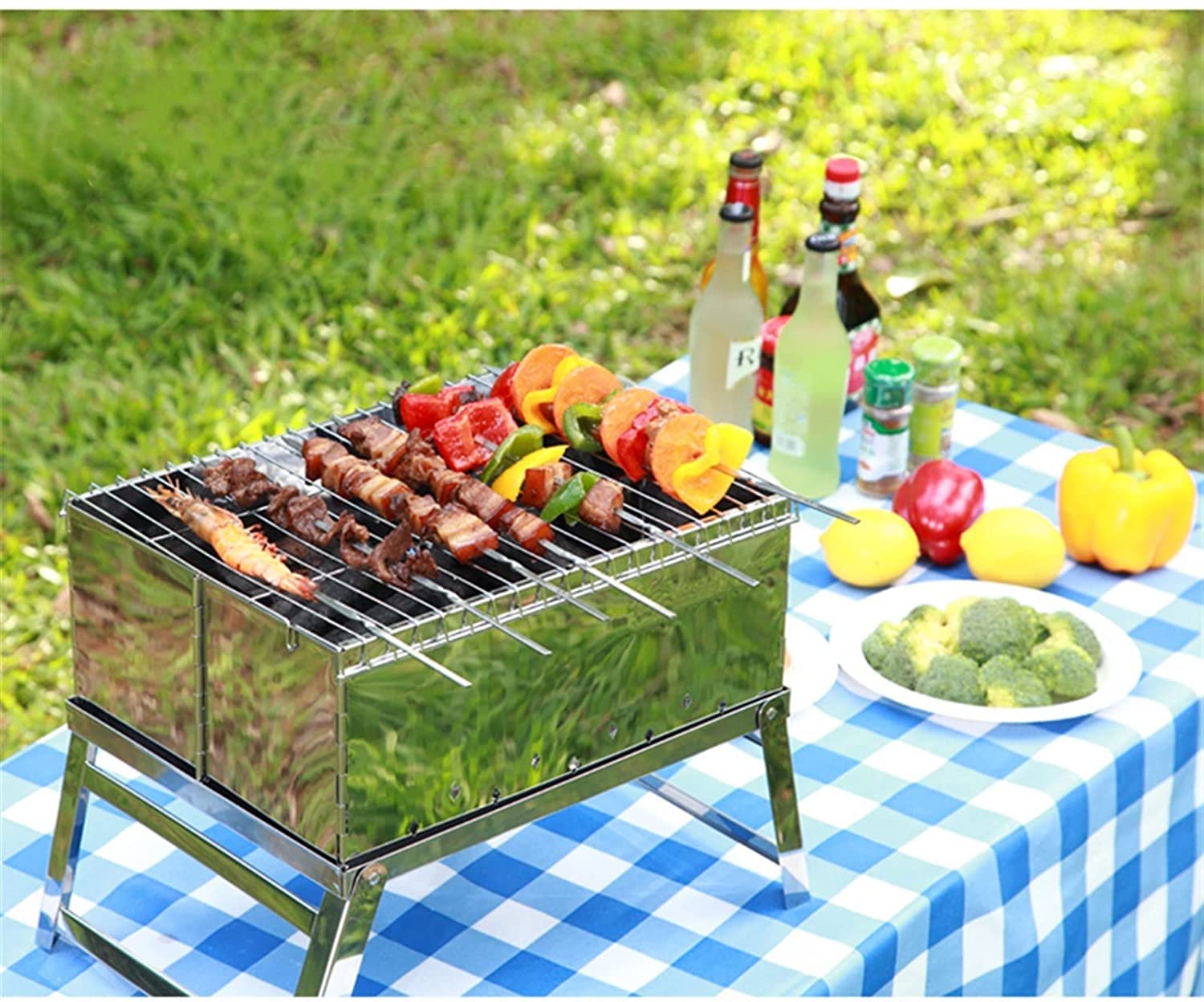 Grill Gazowy Ze Stali Nierdzewnej Mini Grill Na Węgiel Drzewny Przenośny Składany Grill Ogrodowy, Grille