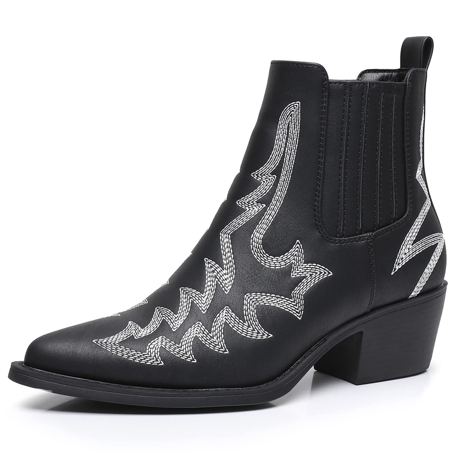 GLOBALWIN Cowboy Boots For Women Pointed Toe Pull On Chelsea Ankle Booties The Western Cowgirl Boots