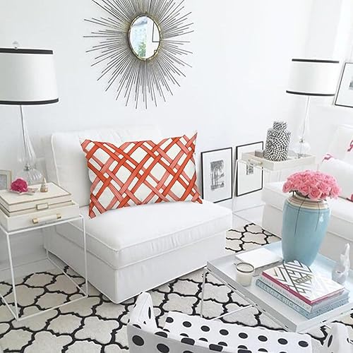 Miniatura 5 de Funda de almohada geométrica naranja a cuadros Coral Chinoiserie Euro Funda de almohada Funda de cojín abstracta 12x20in Funda de almohada