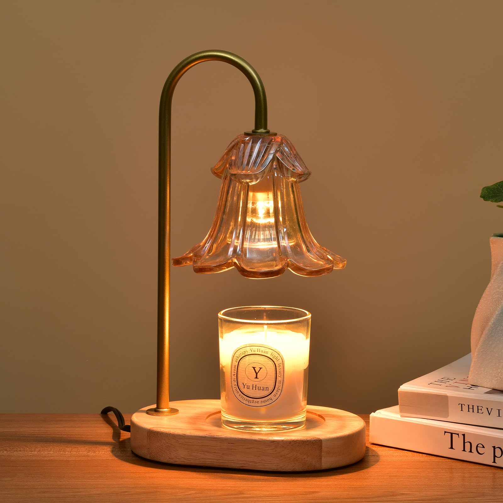 Lsctiff Candle Warmer Lamp with Timer Dimmer for Bedroom, Wax Melt Warmer Lamp with 2 Bulbs for Jar Candles, Mothers Day Birthday Gifts for Mom Women (Amber)