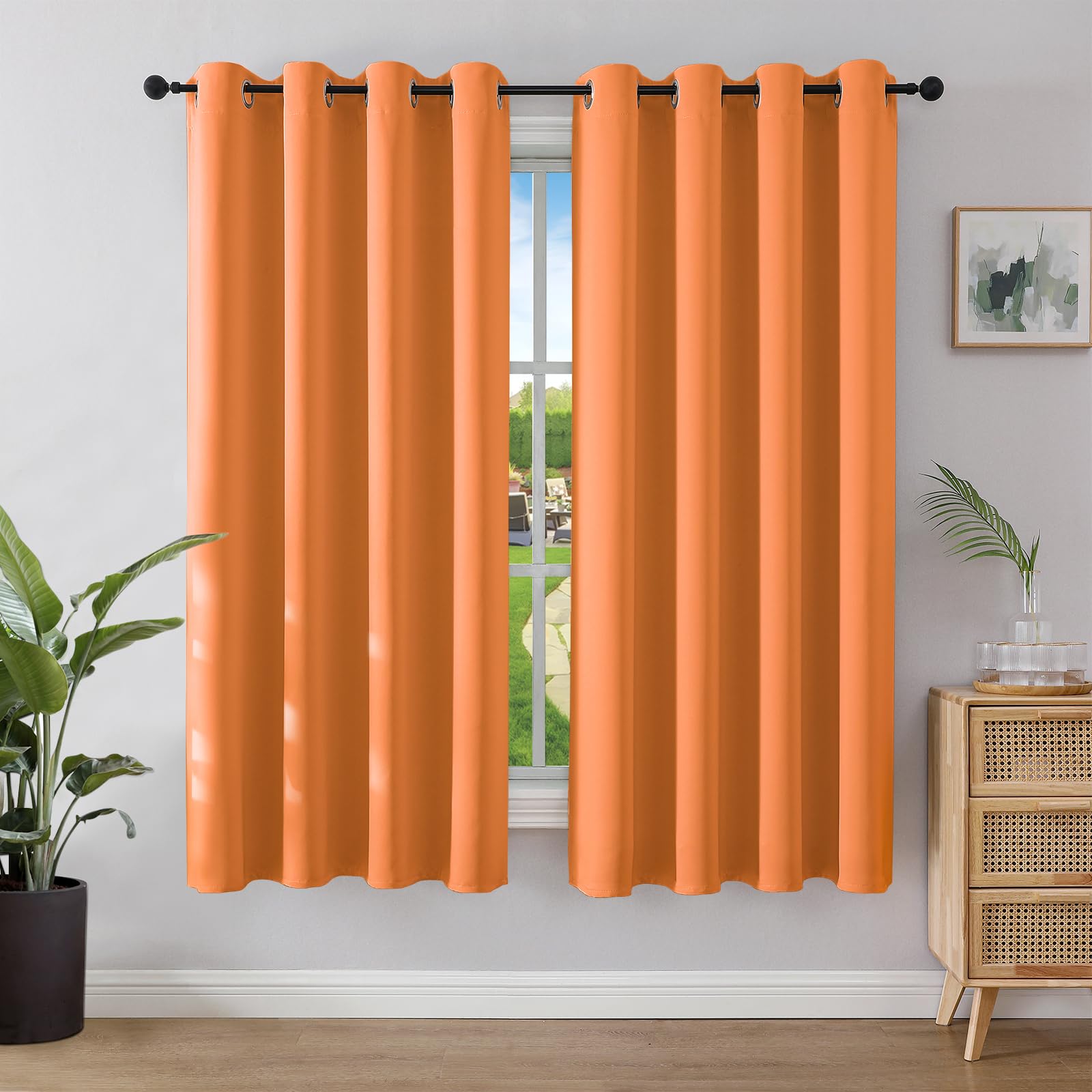 Joydeco Rideau Occultant 2 Pièces, Rideau Thermique Isolant Anti Chaleur Tenture Opaque à Oeillets Isolation Lumiere Anti UV Decoration Chambre Maison Salon Intérieurs