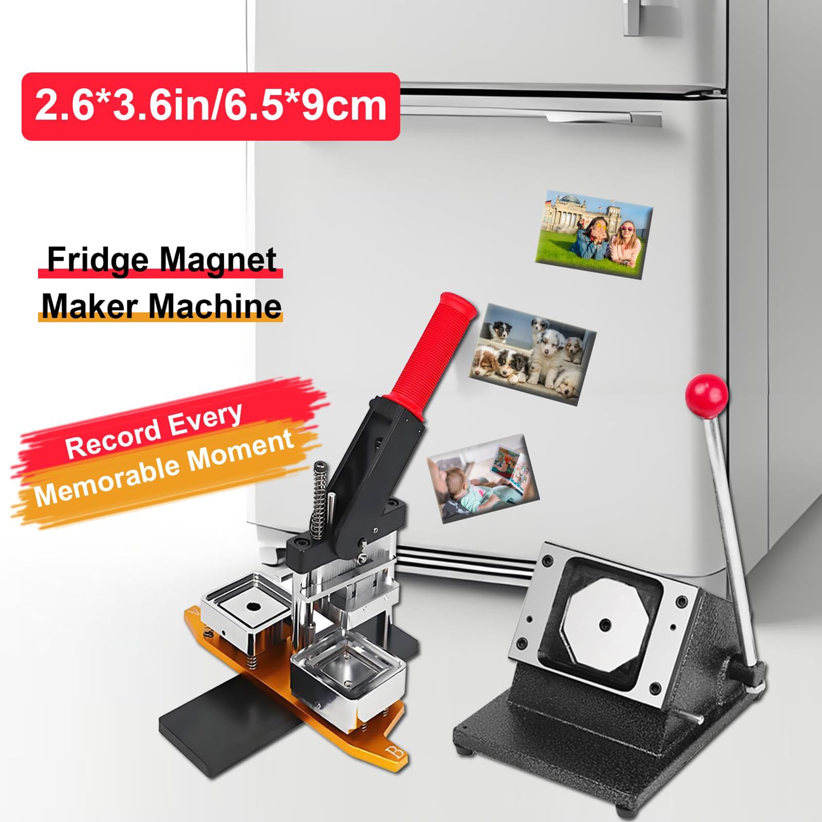 Foto-Magnet-Maschine zum Selbermachen, 65 x 90 mm, Kühlschrankmagnet-Hersteller mit 200 Verbrauchsmaterialien für Kühlschrank und Eisenmöbel Dekoration