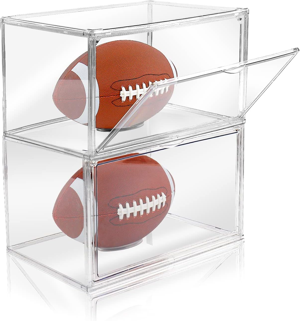 Cutora 2PACK Football Display Case Acrylic Stackable