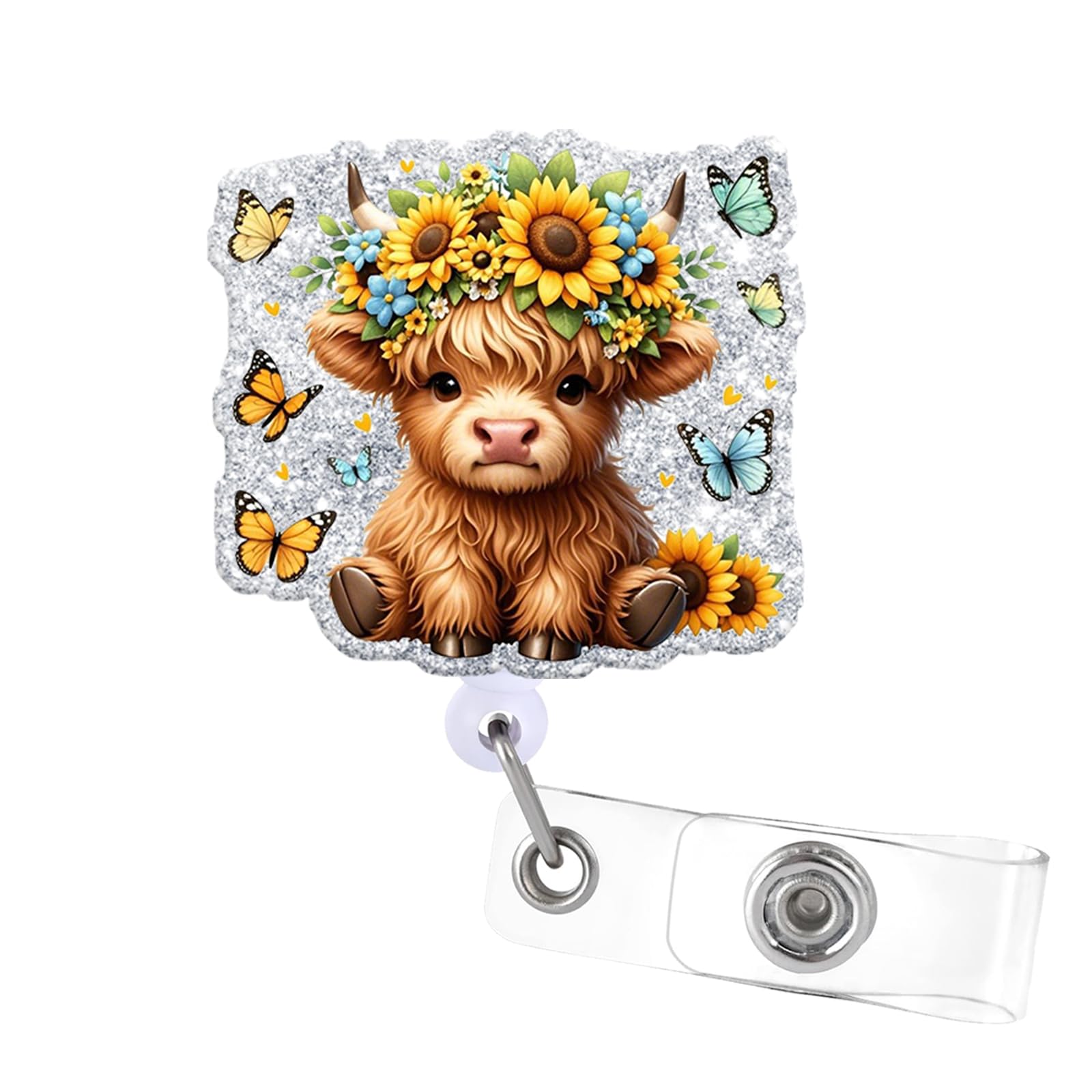 Badge Reel with Swivel Alligator ClipCute Cow